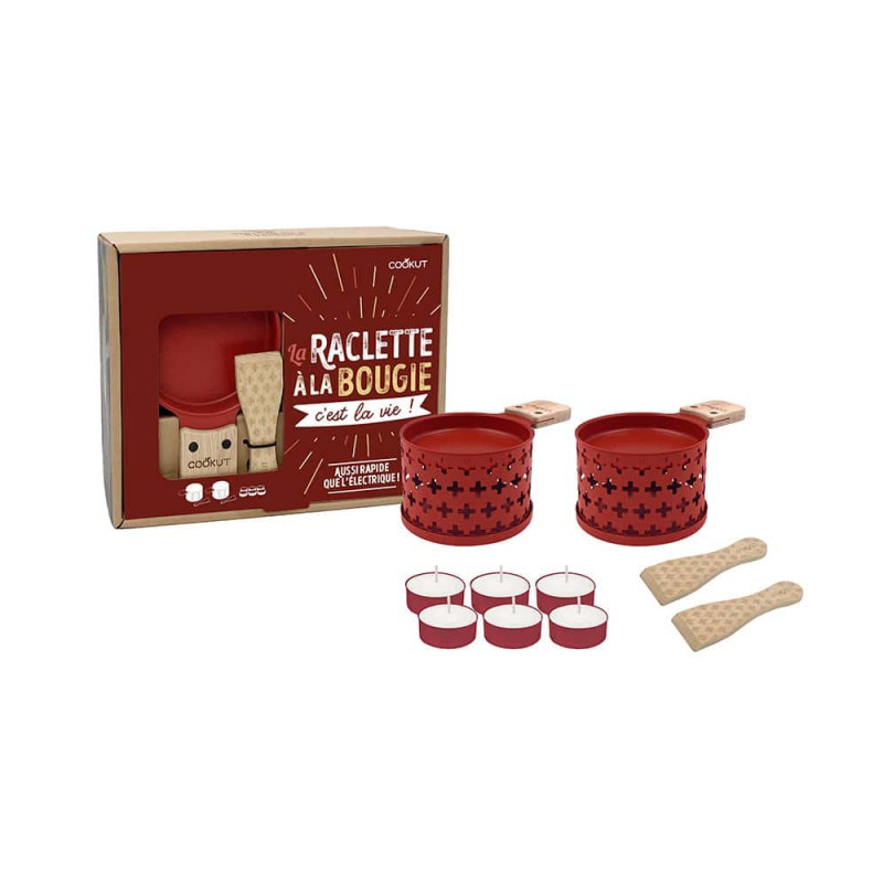 SET A RACLETTE INDIVIDUEL ROND METAL POUR 2 PERSONNES LUMI ROUGE - Photo N°1