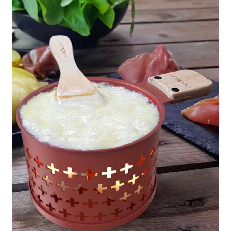 SET A RACLETTE INDIVIDUEL ROND METAL POUR 2 PERSONNES LUMI ROUGE - Photo N°2