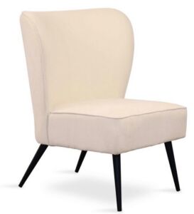 FAUTEUIL RENA EN TISSU CHINE BLANC PIED METAL NOIR H 87 X L 59 X P 72.5 CM