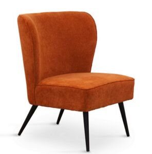 FAUTEUIL RENA EN TISSU CHINE TERRACOTTA PIED METAL NOIR H 87 X L 59 X P 72.5 CM