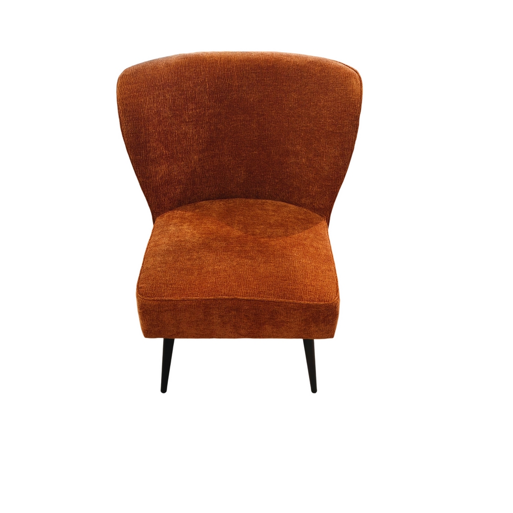 FAUTEUIL RENA EN TISSU CHINE TERRACOTTA PIED METAL NOIR H 87 X L 59 X P 72.5 CM - Photo N°2