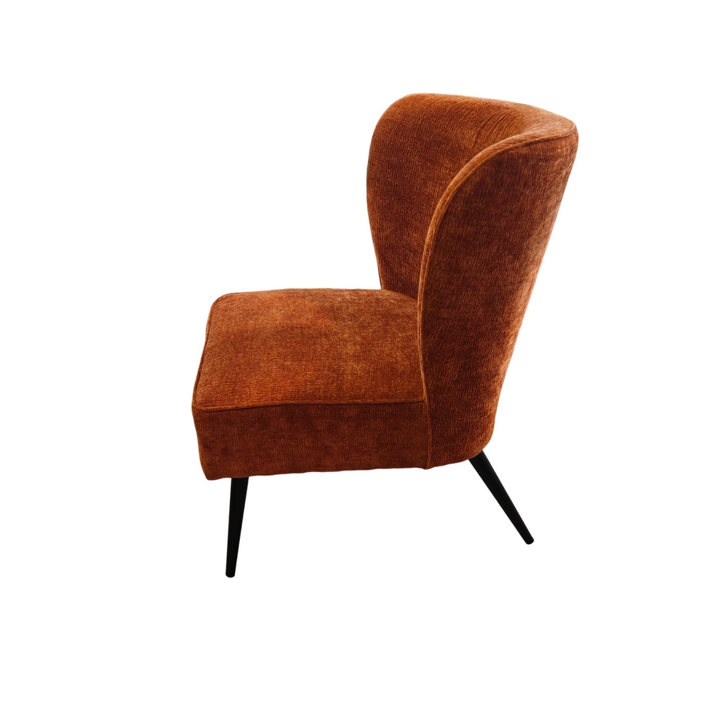 FAUTEUIL RENA EN TISSU CHINE TERRACOTTA PIED METAL NOIR H 87 X L 59 X P 72.5 CM - Photo N°4