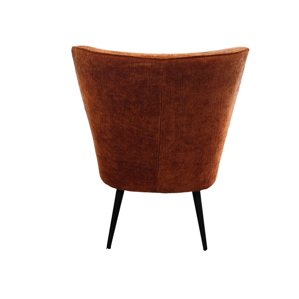 FAUTEUIL RENA EN TISSU CHINE TERRACOTTA PIED METAL NOIR H 87 X L 59 X P 72.5 CM - Photo N°5