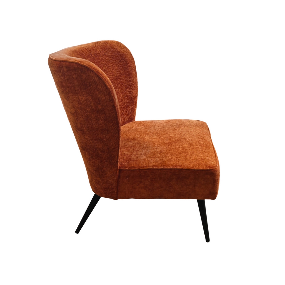 FAUTEUIL RENA EN TISSU CHINE TERRACOTTA PIED METAL NOIR H 87 X L 59 X P 72.5 CM - Photo N°6