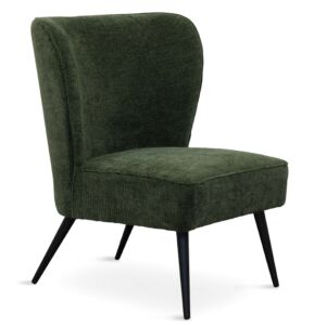 FAUTEUIL RENA EN TISSU CHINE KAKI PIED METAL NOIR H 87 X L 59 X P 72.5 CM