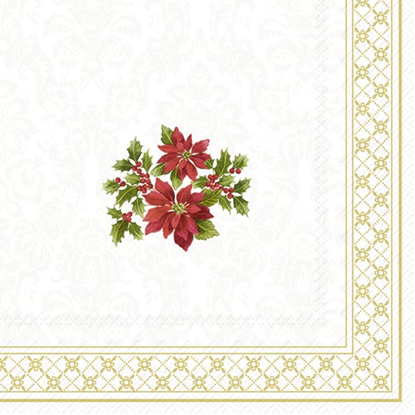 20 SERVIETTES EN PAPIER POINSETTIA DE NOEL 17.5 X 16 CM - Photo N°1