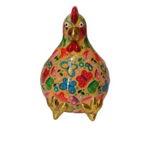 TIRELIRE POULE CLAIRE POMME PIDOU PAPILLONS MULTICOLORE