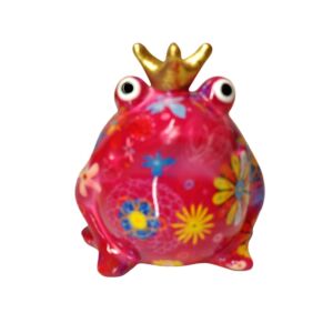 TIRELIRE GRENOUILLE FREDDY POMME PIDOU ROSE ET DECOR MULTICOLORE