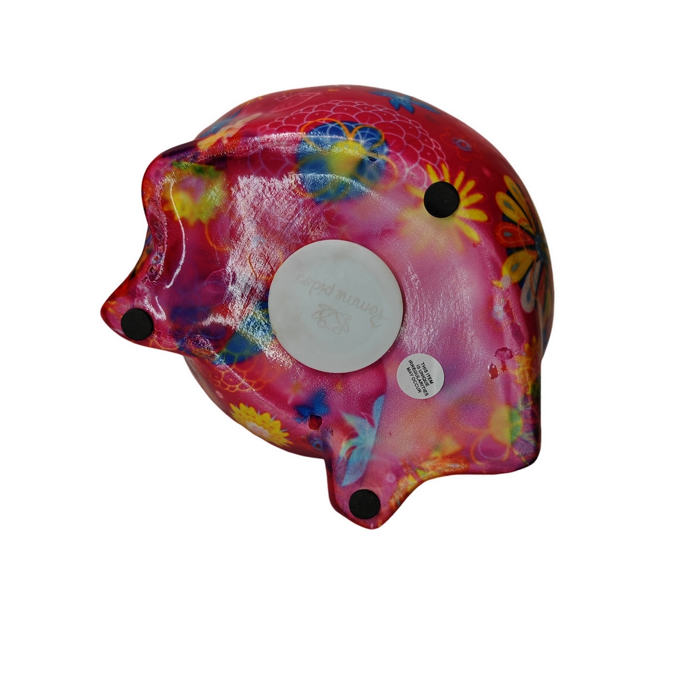 TIRELIRE GRENOUILLE FREDDY POMME PIDOU ROSE ET DECOR MULTICOLORE - Photo N°2