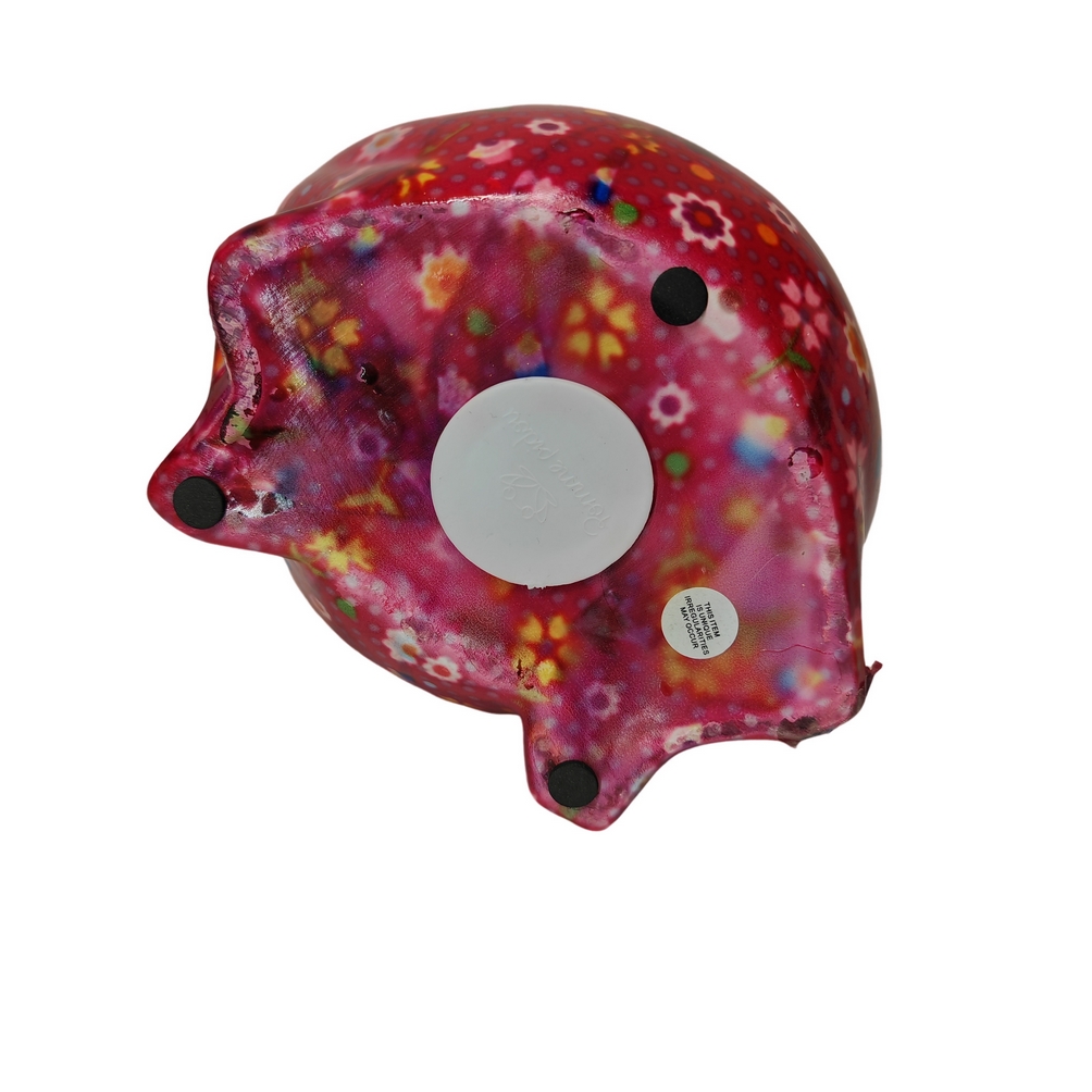 TIRELIRE GRENOUILLE FREDDY POMME PIDOU ROUGE ET DECOR DE FLEURS - Photo N°2