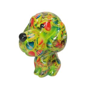 TIRELIRE CHIEN POMME PIDOU VERT ET MONGOLFIERE