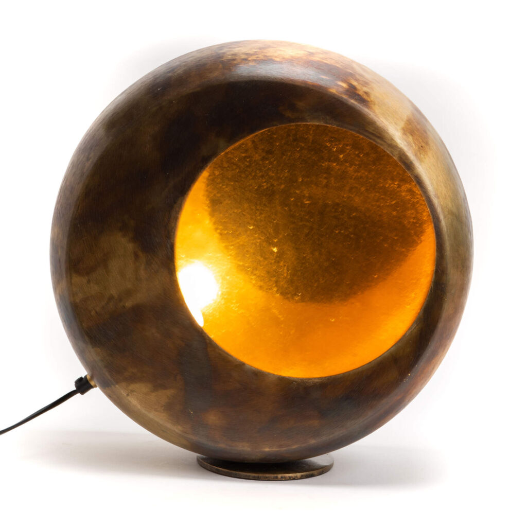 LAMPE TABLE JORDANA COULEUR DORE PATINE 39 x 38 x 17 cm - Photo N°1