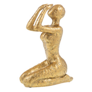 STATUE FEMME EFFET MARTELE RESINE ASPECT OR 40 X 14 X 27 CM