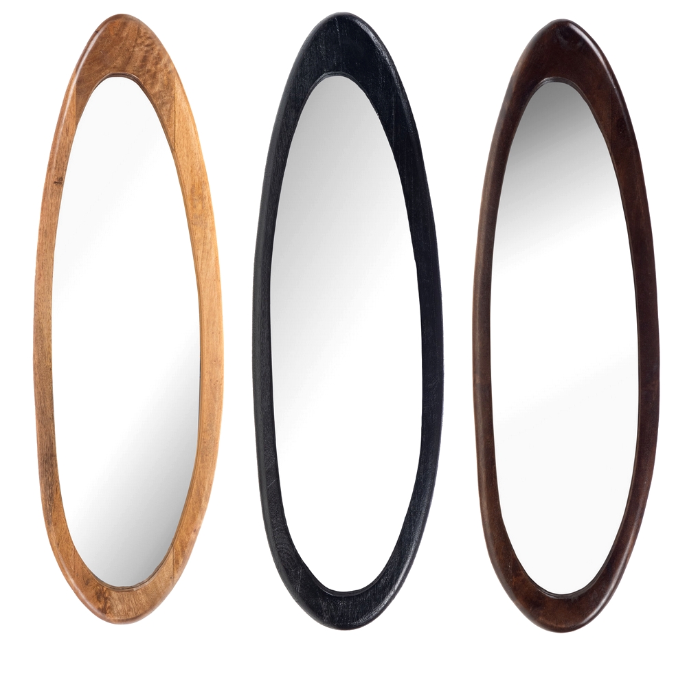 MIROIR TAIWO EN BOIS DE MANGUIER FONCE DE FORME IRREGULIERE 100 X 3 X 31 CM - Photo N°4