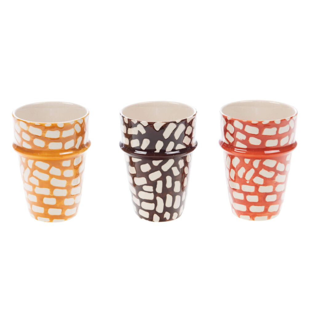 SET DE 3 TASSES EXPRESSO ISIS COULEURS ASSORTIES  8 X 11 X 8 CM - Photo N°1