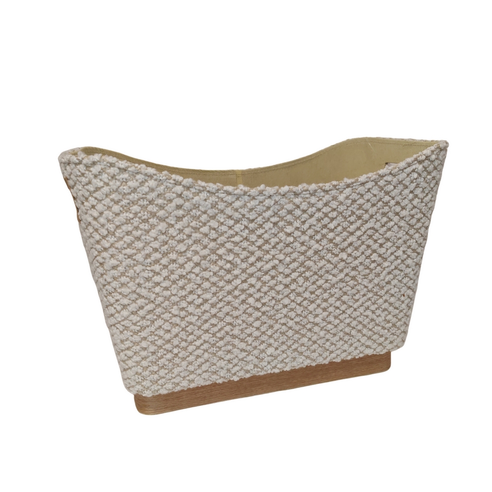 PORTE REVUES TISSU BOUCLE BLANC ET BEIGE  43 X 21 X 29 CM - Photo N°1