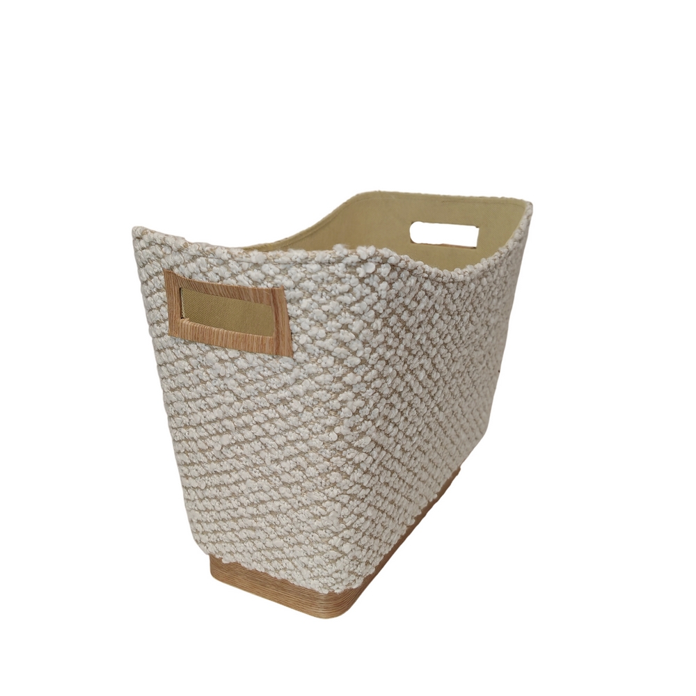 PORTE REVUES TISSU BOUCLE BLANC ET BEIGE  43 X 21 X 29 CM - Photo N°3