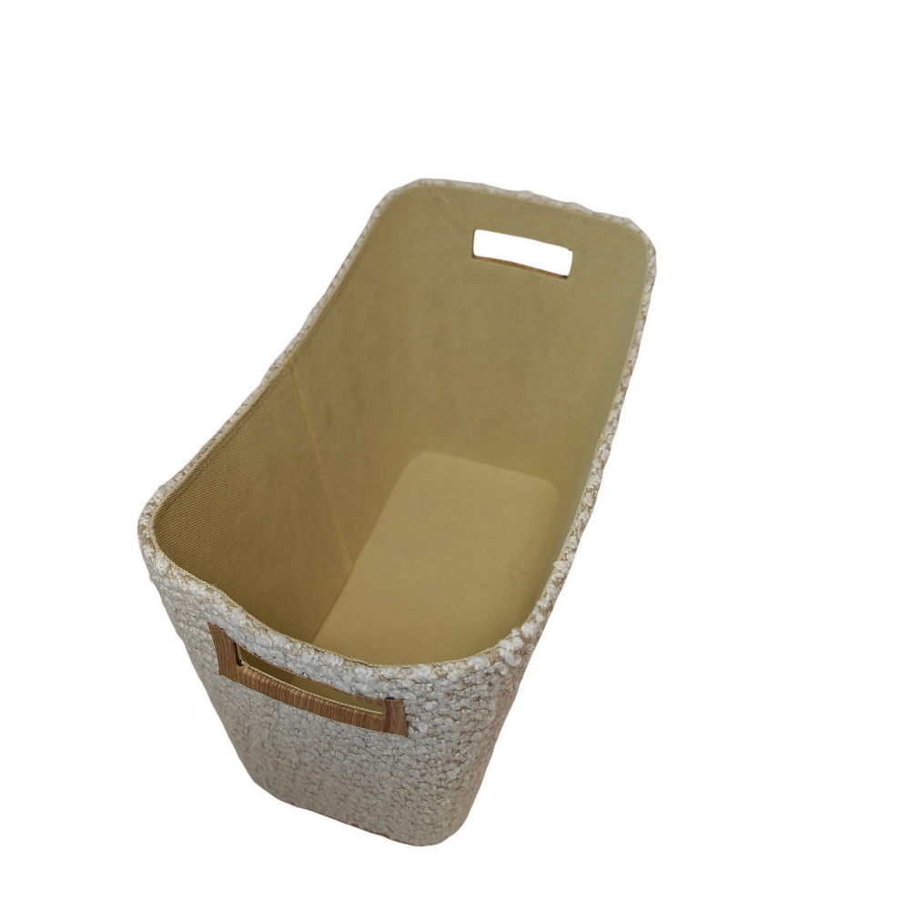 PORTE REVUES TISSU BOUCLE BLANC ET BEIGE  43 X 21 X 29 CM - Photo N°4