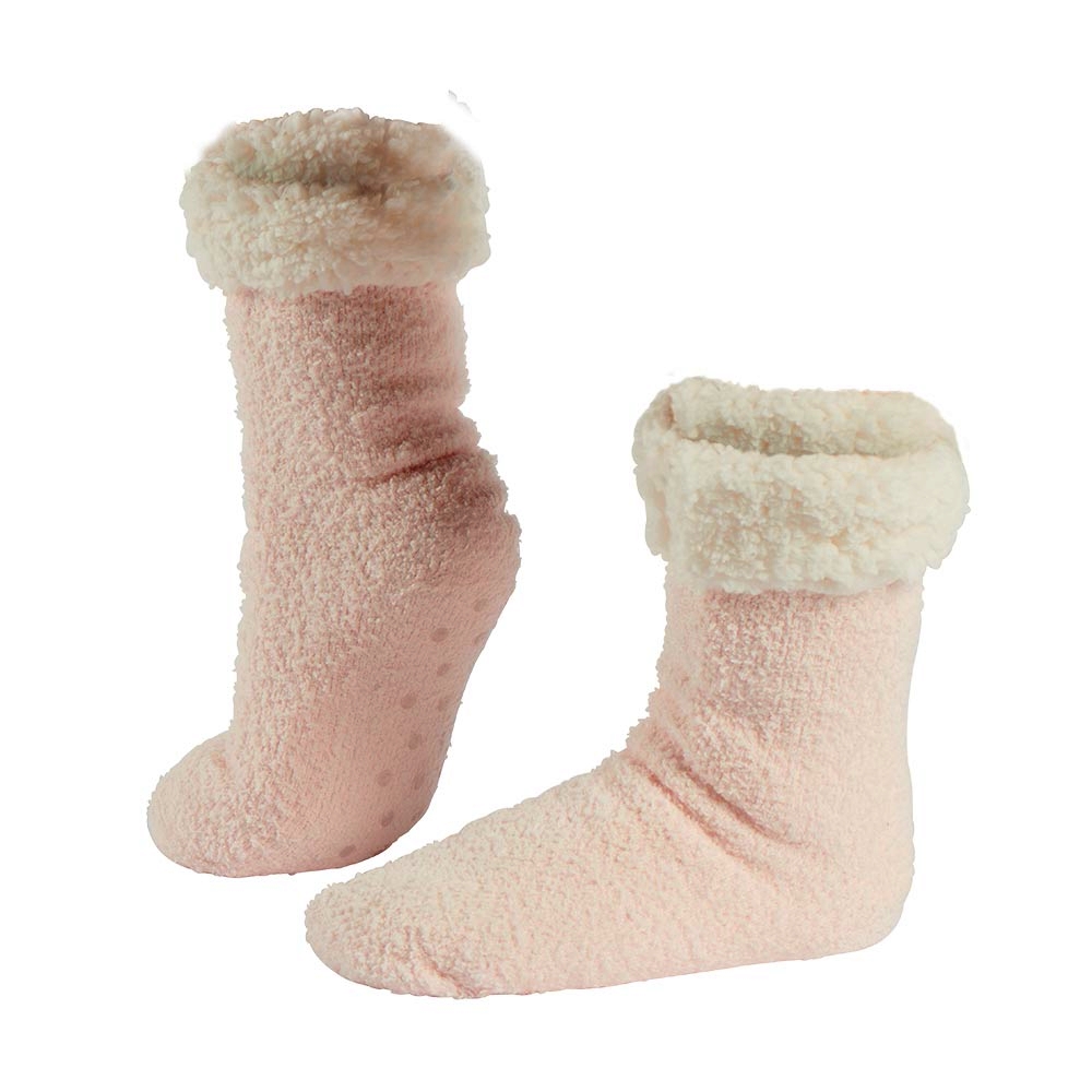 CHAUSSETTES FEMME SEMELLES ANTI DERAPANTES ROSE 35-42 - Photo N°1