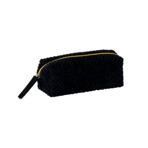 TROUSSE TOILETTE NOIRE AVEC ZIP DORE 18 X 6 X 6 CM