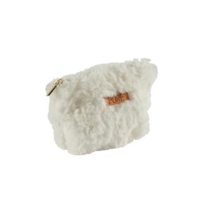 POCHETTE ZIPPE FAUSSE FOURRURE BLANCHE  13 X 10 X 5 CM