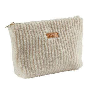 POCHETTE ZIPPE FAUSSE FOURRURE BLANCHE  22 X 18 X 6 CM