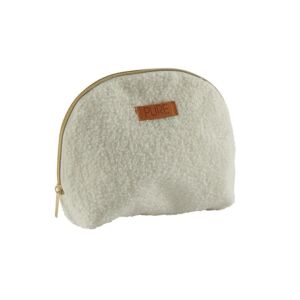 POCHETTE ARRONDIE ZIPPE FAUSSE FOURRURE BLANCHE  22 X 15 X 5 CM