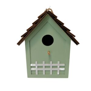 CABANE A OISEAUX EN BOIS VERT D'EAU  15 x 20 x 11 cm