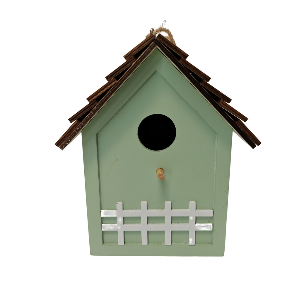 CABANE A OISEAUX EN BOIS VERT D'EAU  15 x 20 x 11 cm - Photo N°1