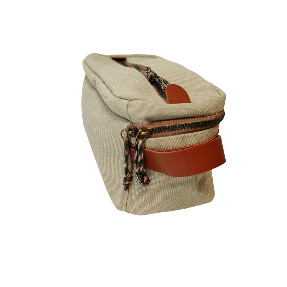 TROUSSE TOILETTE PURE  et  AVENTURE COTON BEIGE PU MARRON  26 X 14 X 12 CM - Photo N°3