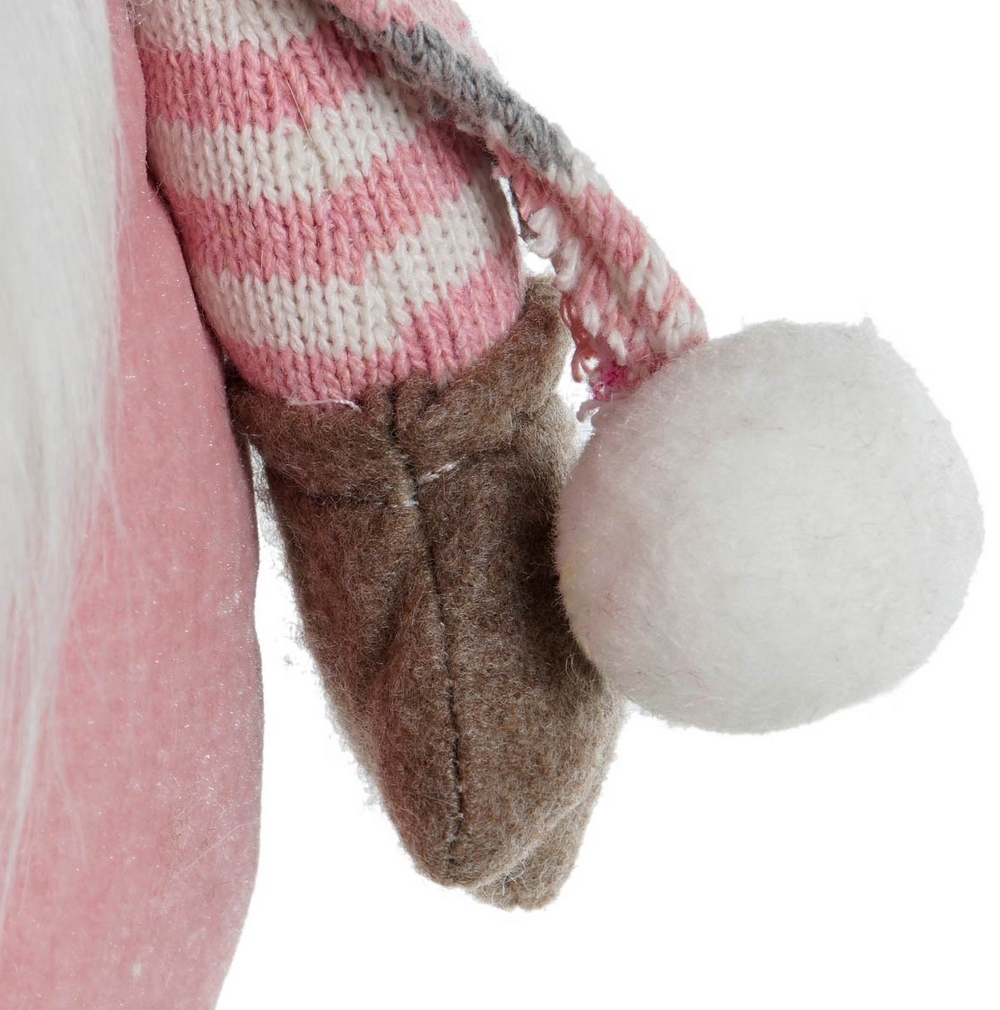 GNOME EN TEXTILE ROSE GRIS ET BLANC SUR PATTES 71 CM - Photo N°4