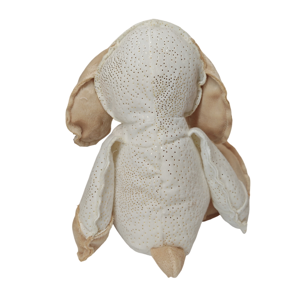 PELUCHE CHIEN SAM BLANC ET MARRON PAILLETE COUTURES APPARENTES 34 CM - Photo N°2