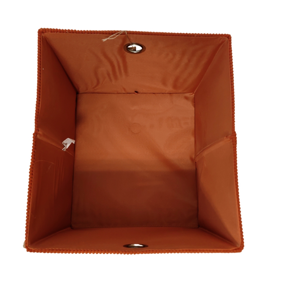 COFFRE REPLIABLE TISSU VELOURS COTELE TERRACOTTA 40 X 36 X 35 CM - Photo N°2