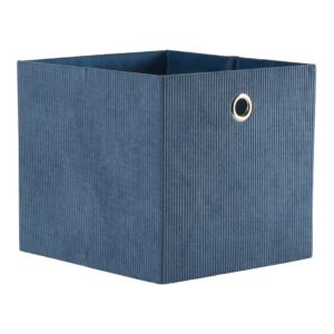 COFFRE REPLIABLE TISSU VELOURS COTELE BLEU 40 X 36 X 35 CM