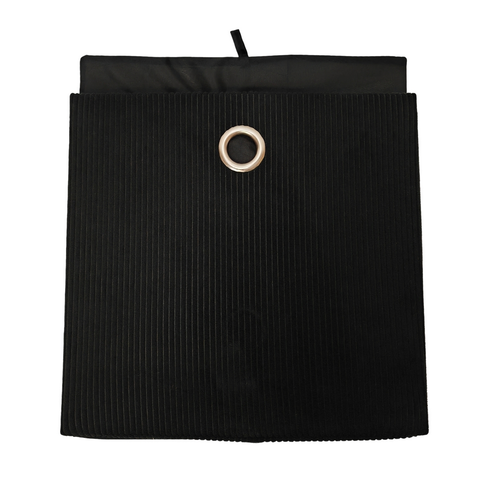 COFFRE REPLIABLE TISSU VELOURS COTELE NOIR 40 X 36 X 35 CM - Photo N°4