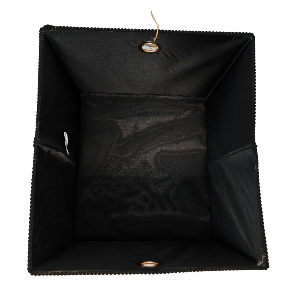 COFFRE REPLIABLE TISSU VELOURS COTELE NOIR 40 X 36 X 35 CM - Photo N°3