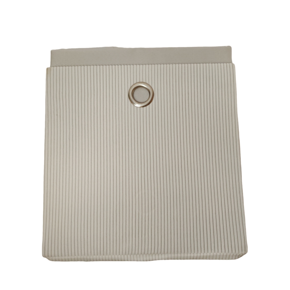 COFFRE REPLIABLE TISSU VELOURS COTELE BLANC CREME 40 X 36 X 35 CM - Photo N°4