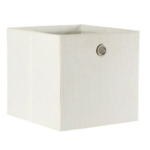 COFFRE REPLIABLE TISSU VELOURS COTELE BLANC CREME 40 X 36 X 35 CM