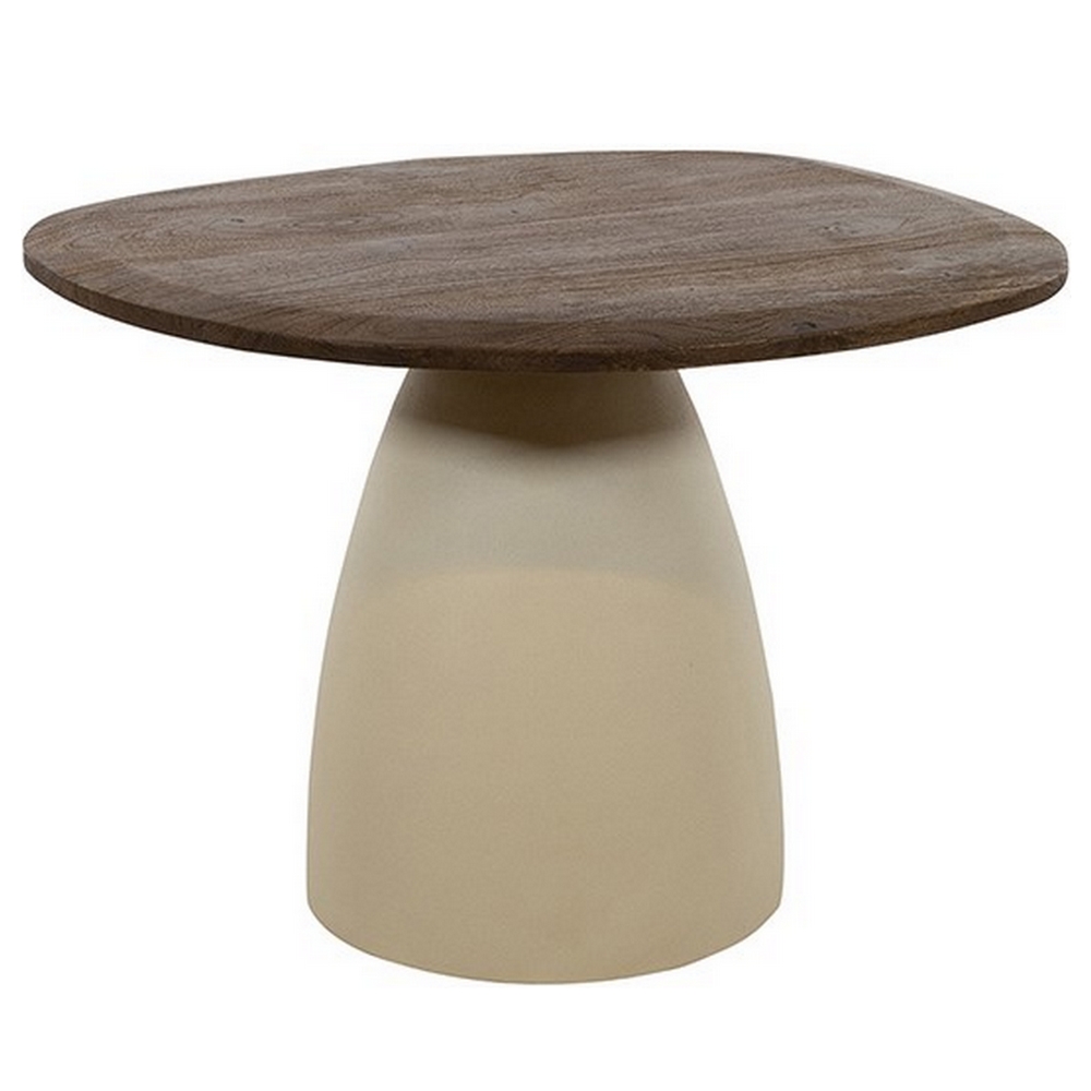 TABLE BASSE ORGANIQUE MANGUIER MALAGA BROWN PIEDS METAL CREME 65 X 58 X 45 CM - Photo N°1