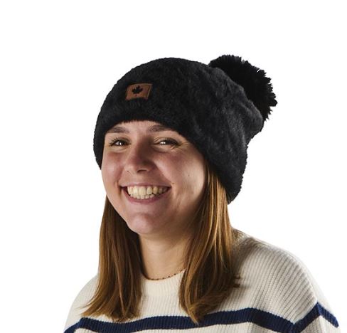 BONNET POMPON FAUSSE FOURRURE COULEUR NOIR 22 X 30 CM - Photo N°3