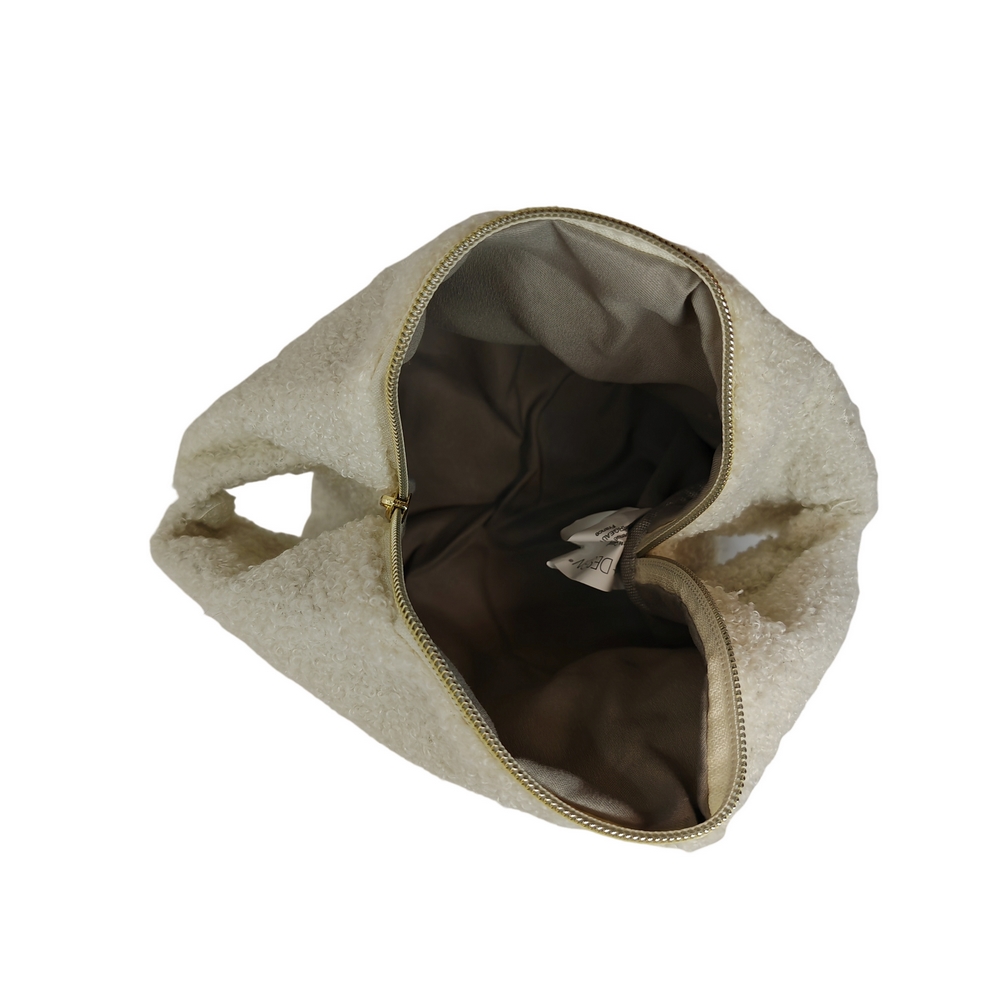 POCHETTE RECTANGULAIRE ZIPPE FAUSSE FOURRURE BLANCHE  19 X 13 X 7.5 CM - Photo N°2