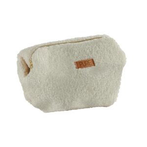 POCHETTE RECTANGULAIRE ZIPPE FAUSSE FOURRURE BLANCHE  19 X 13 X 7.5 CM