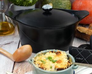 L'INCROYABLE COCOTTE 20 CM COULEUR NOIR GRAPHITE SANS BOUTON NI MANIQUE