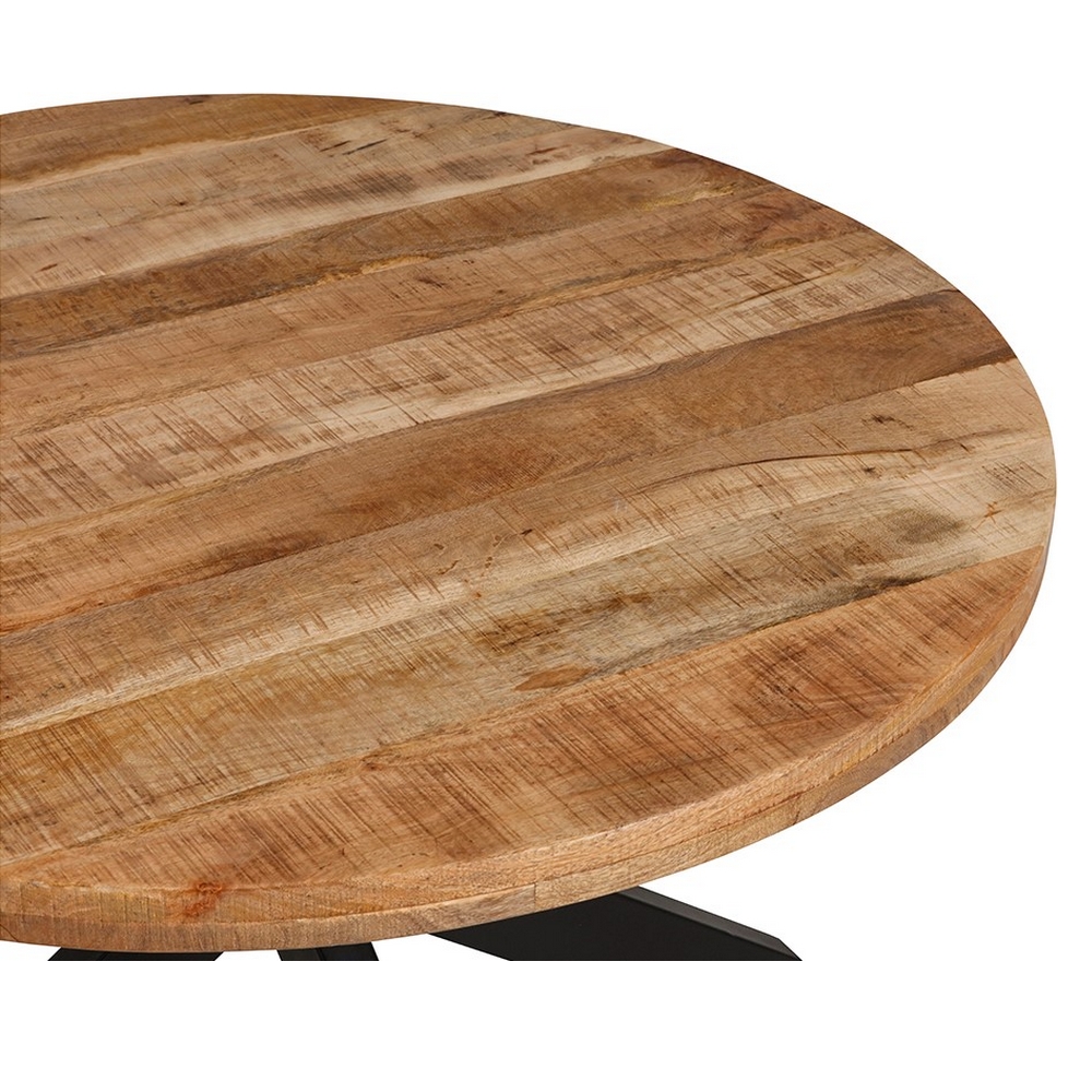 TABLE RONDE PERU PLATEAU MANGUIER PIED METAL NOIR 150 X 150 X 78 CM - Photo N°3