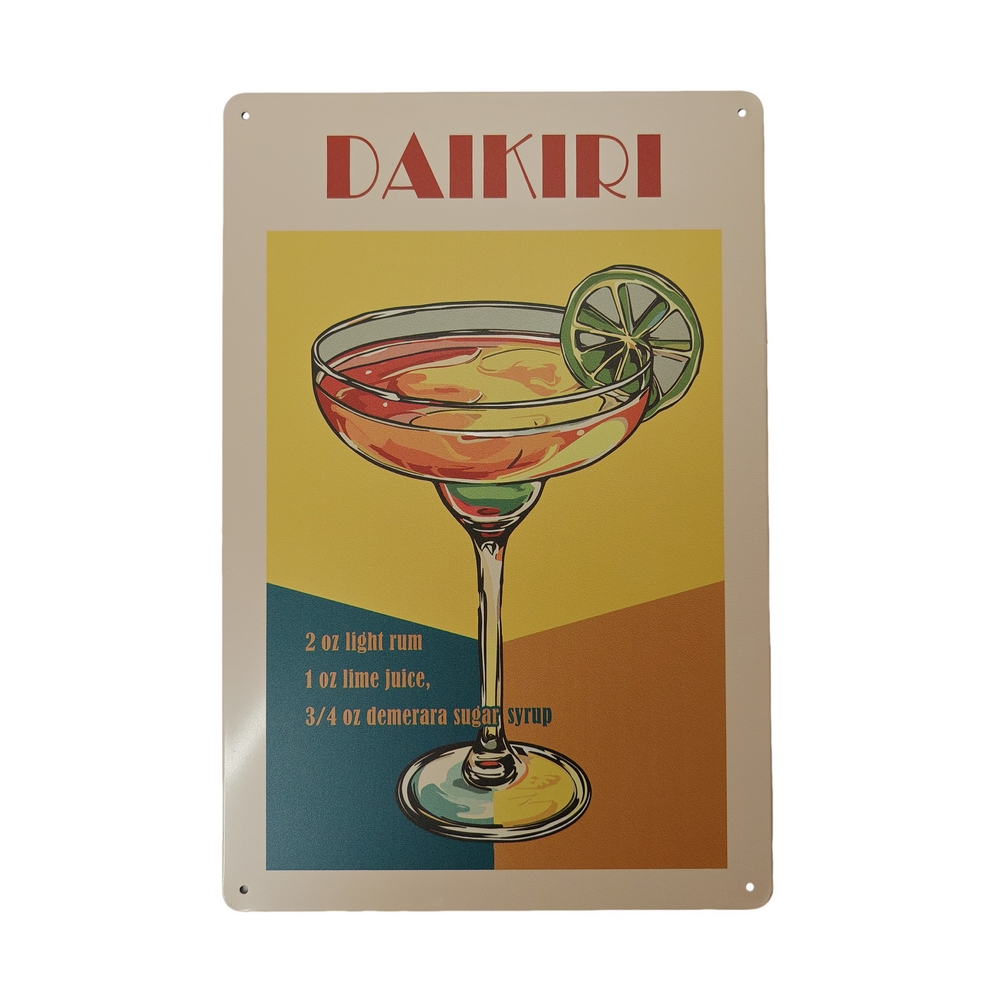 PLAQUE METAL 20X30 CM RECETTE DE DAIKIRI - Photo N°1