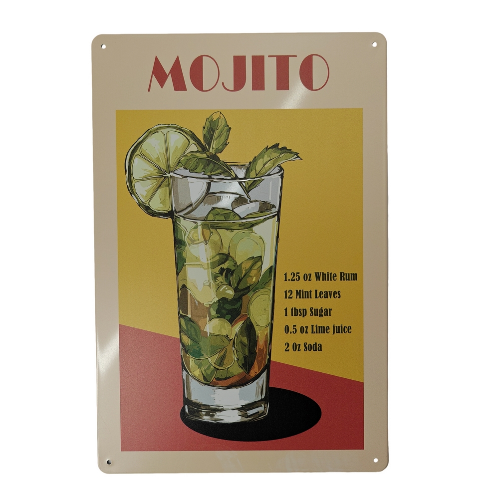 PLAQUE METAL 20X30 CM RECETTE DE MOJITO - Photo N°1