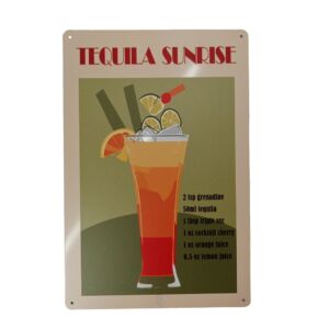 PLAQUE METAL 20X30 CM RECETTE DE TEQUILA SUNRISE