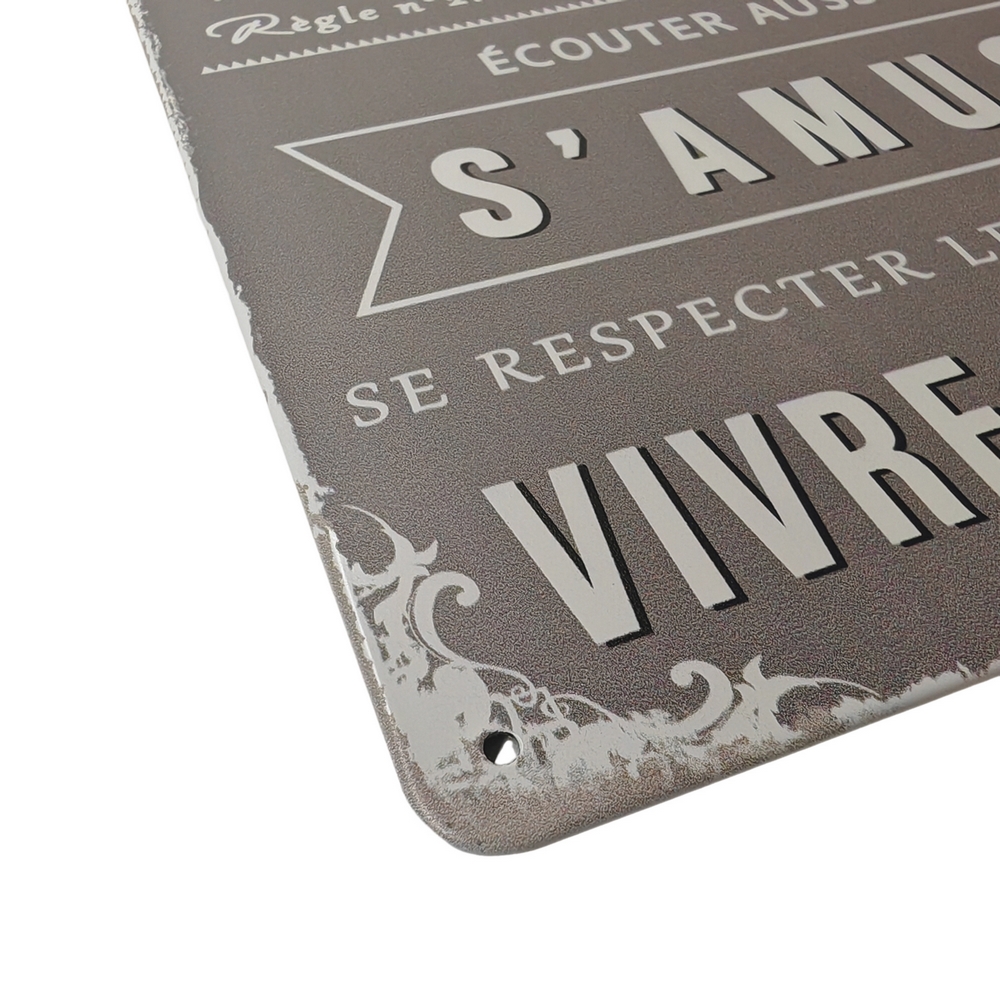 PLAQUE METAL 20X30 CM EXPRESSION LES REGLES DE LA MAISON.... - Photo N°2