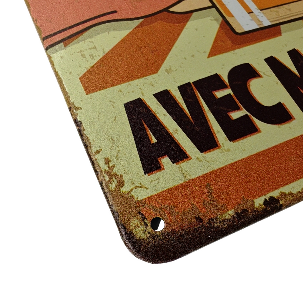 PLAQUE METAL 20X30 CM EXPRESSION BOIRE C'EST TRES BIEN AVEC MOI C'EST MIEUX. - Photo N°2