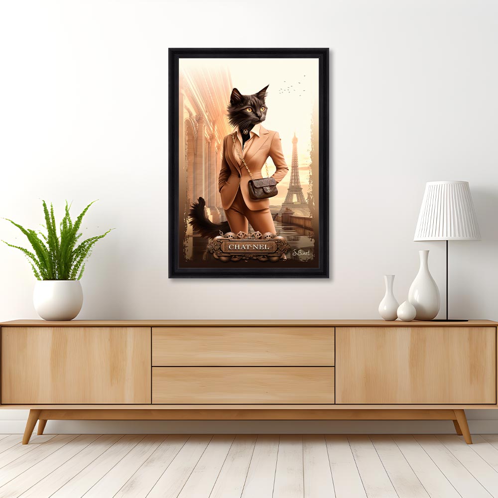 TOILE IMPRESSION S BINET CHAT-NEL ENCADREMENT NOIR 63 X 83 CM - Photo N°4
